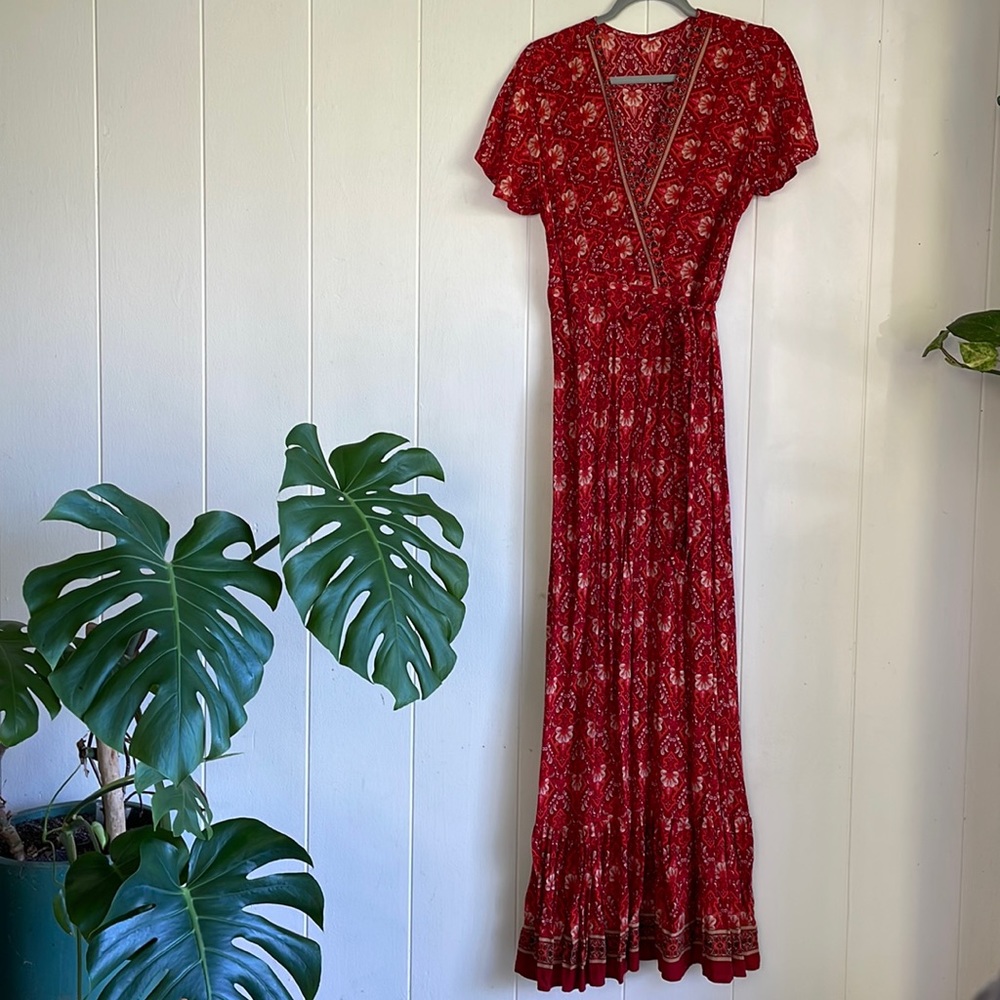 Red Maxi Wrap Dress